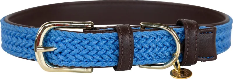 Dogwear - Hondenhalsband - Gevlochten Nylon Hondenriem - Maat XL (71cm) van Kentucky Horsewear in Lichtblauw – productfoto