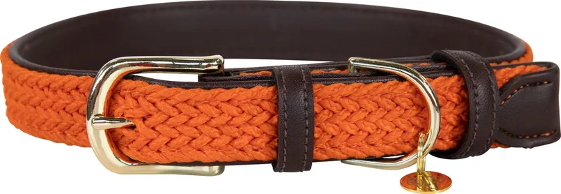 Dogwear - Hondenhalsband - Gevlochten Nylon Hondenriem - Maat XXS (28cm) fra Kentucky Horsewear i Orange – produktbillede