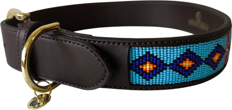 Dogwear - Hondenhalsband - Handgeknoopte Parels - Blauw - Maat L - 62cm - Hondenriem by Kentucky Horsewear in Marineblauw – product photo