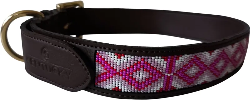 Dogwear - Hondenhalsband - Handgeknoopte Parels - Maat XL - 71cm - Hondenriem by Kentucky Horsewear in Pink – product photo