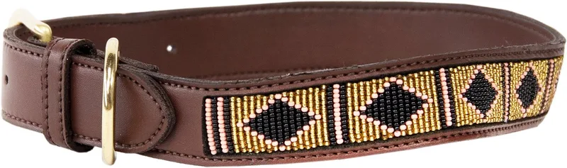 Dogwear - Hondenhalsband - Handgeknoopte Parels - Maat XL - 71cm - Hondenriem by Kentucky Horsewear in Gold – product photo