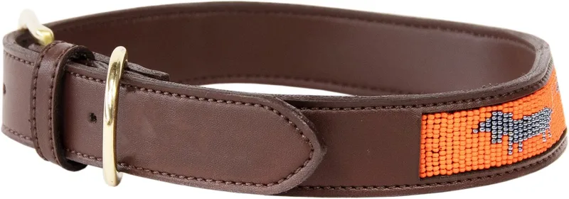 Dogwear - Hondenhalsband - Handgeknoopte Parels - Oranje Mix - Maat M - 50cm - Hondenriem by Kentucky Horsewear in Black, Orange – product photo