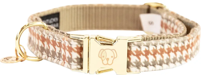 Dogwear - Hondenhalsband Pied De Poule - Maat XL - 45-75cm - Hondenriem de Kentucky Horsewear en Beige – photo produit