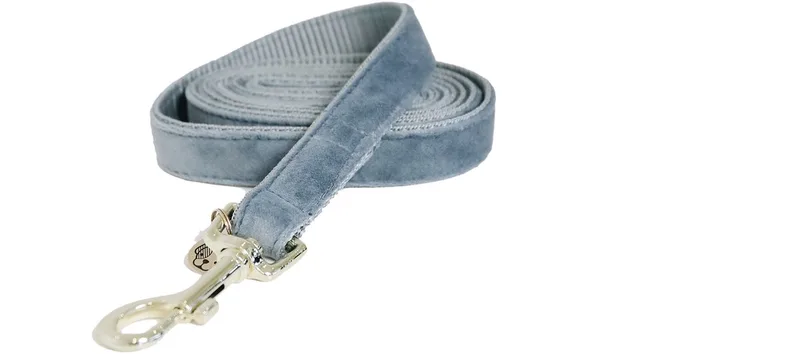 Dogwear Velvet Hondenlijn / Hondenriem - L - Breedte: 2 cm - Lengte: 120cm de Kentucky Horsewear en Bleu clair – photo produit