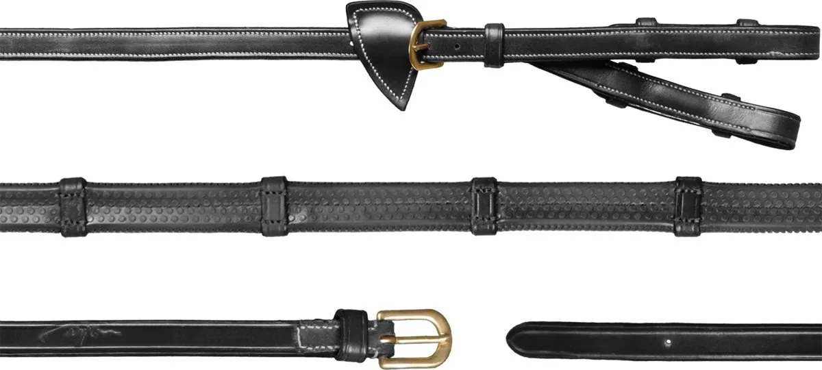 Dy'on - 1/2 Converter Rubberteugels met 7 leren passanten Full de Kentucky Horsewear en Noir – photo produit