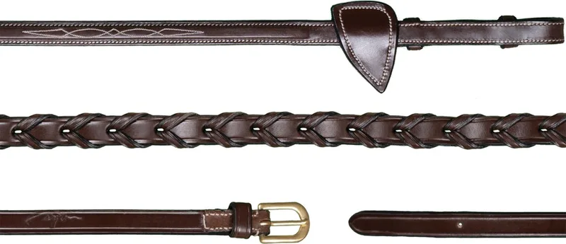 Dy'on - 1/2 Gevlochten Teugels Pony de Kentucky Horsewear en Marron – photo produit