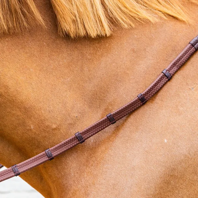Dy'on - 5/8 rubberen teugels met leren lusjes en musketon