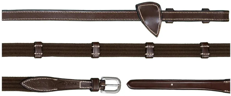 Dy'on - 5/8 Webband teugels met 9 leren passanten von Kentucky Horsewear in Braun – Produktfoto