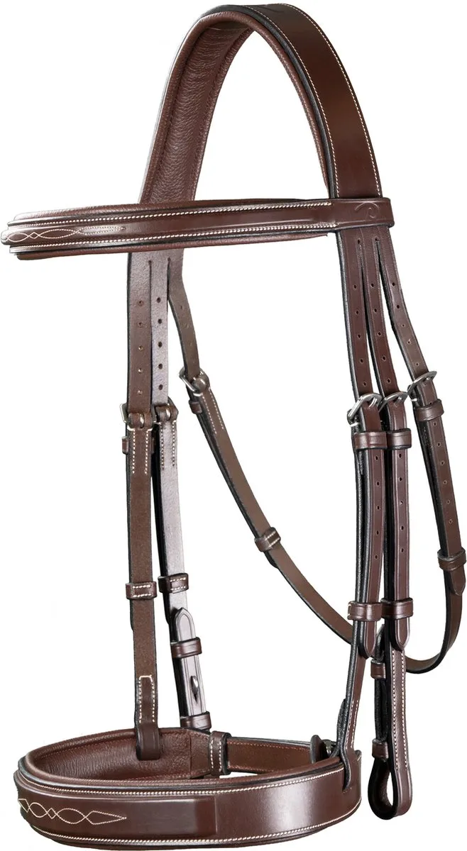 Dy'on - Dy'on - Hunter Hoofdstel met Brede Neusriem - Full - Dy'on kopstuk met 3 riemen von Kentucky Horsewear in Braun – Produktfoto