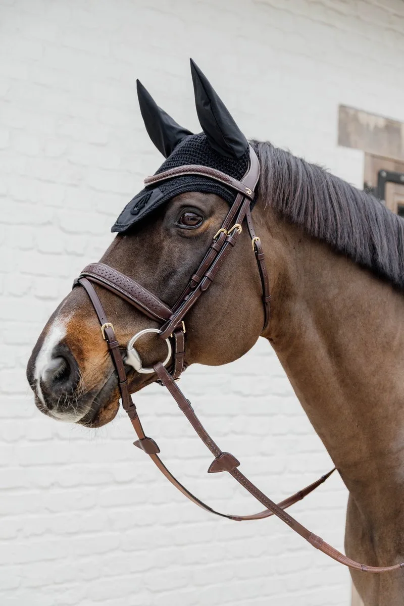 Dy'on - Gewoven Hoofdstel gecombineerde neusriem en Pull Back Cob D Collection von Kentucky Horsewear in Braun – Produktfoto