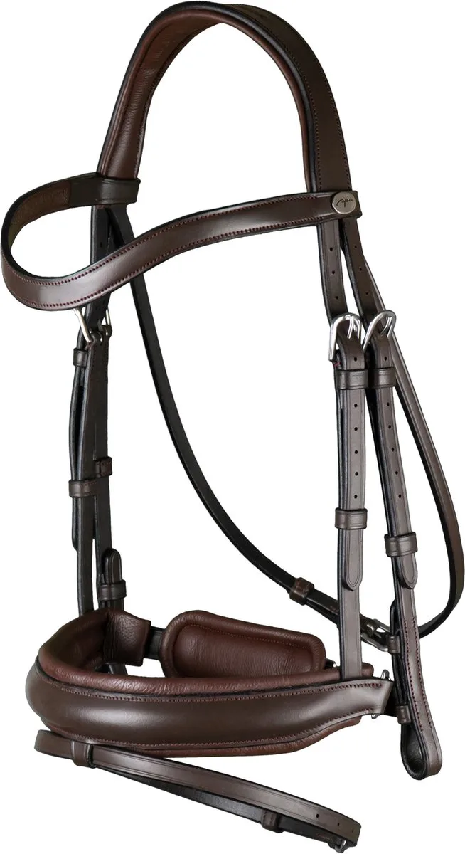 Dy'on - Hoofdstel met brede matte Crank neusriem en sperriem Cob by Kentucky Horsewear in Brown – product photo