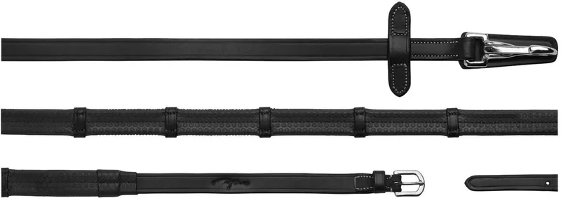 Dy'on - Rubberen teugels 5/8 met leren lussen en musketon cob Working collectie by Kentucky Horsewear in Black – product photo