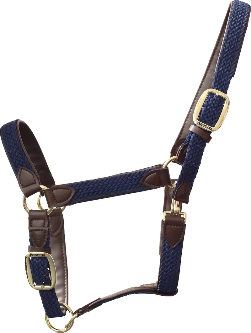 Gevlochten Nylon halster navy Cob by Kentucky Horsewear in Marineblauw – product photo