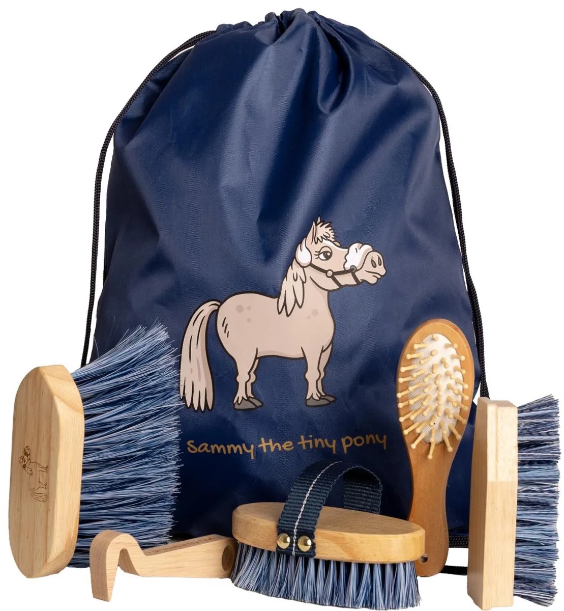 Grooming Deluxe - Sammy kids borsteltas navy set van Kentucky Horsewear in Marineblauw – productfoto