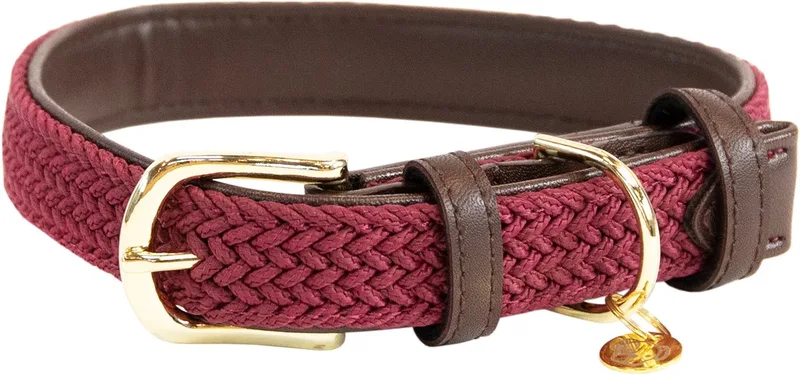 Hondenhalsband - Gevlochten Nylon - Maat L - 62cm - Hondenriem från Kentucky Horsewear i Bordeaux – produktbild