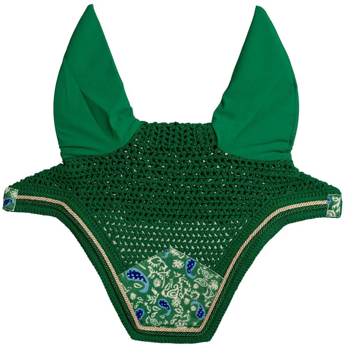 Oornetje Wellington velvet paisley garden printing green/navy cob fra Kentucky Horsewear – produktbillede