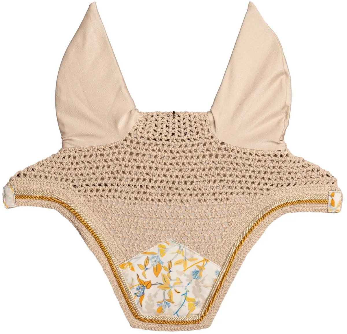 Oornetje Wellington velvet spring leaves whispers printing brown/white full fra Kentucky Horsewear – produktbillede