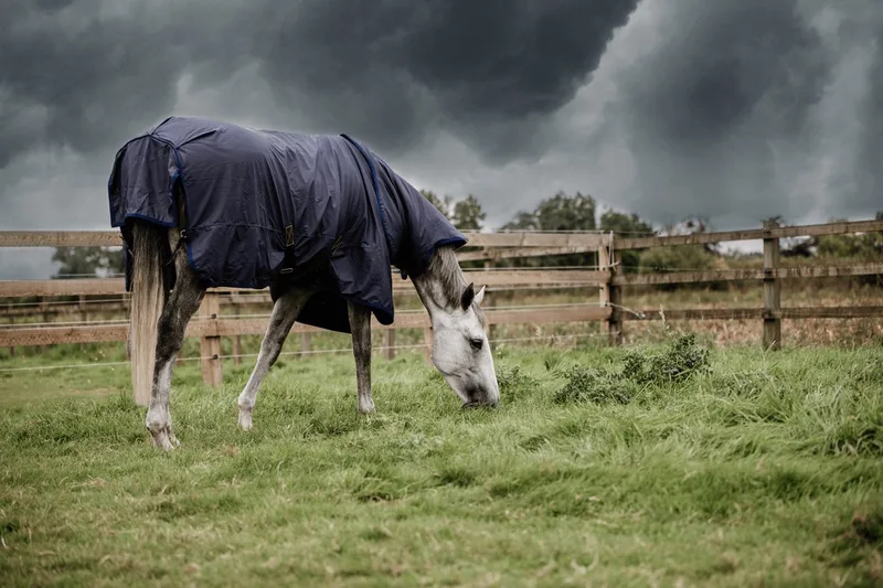 Regendeken Hurricane - Marine - All Weather - 0g - Maat 130/183/6.0 de Kentucky Horsewear en Bleu foncé – photo produit