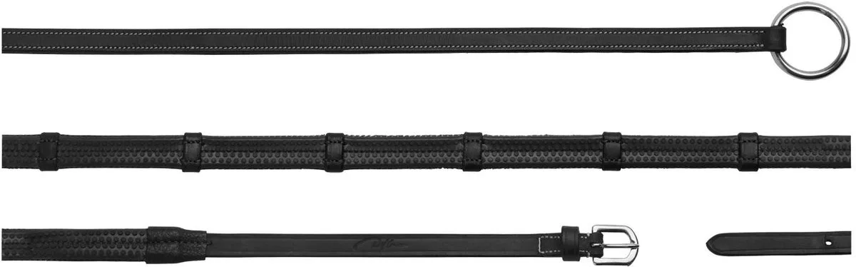 Riemen van rubber 1/2’’ met 7 leren stops, ring sluiting WO coll, Full/zwart von Kentucky Horsewear in Schwarz – Produktfoto