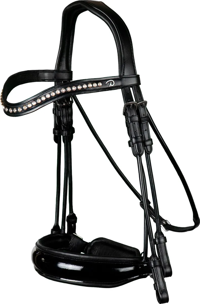 Stang & Trens hoofdstel met lakleer Crank neusriem Cob by Kentucky Horsewear in Black – product photo