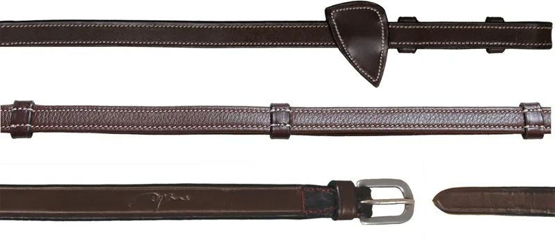 Teugels 1/2’’ met leren handgreep WO coll, Over/bruin de Kentucky Horsewear en Marron – photo produit