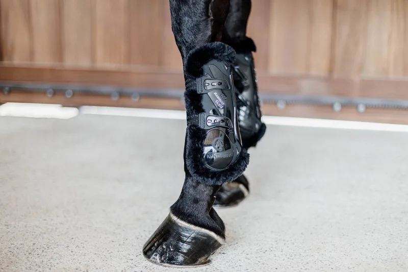 Vegan bont Peesbeschermers bamboo elastiek zwart/wol L von Kentucky Horsewear in Schwarz – Produktfoto