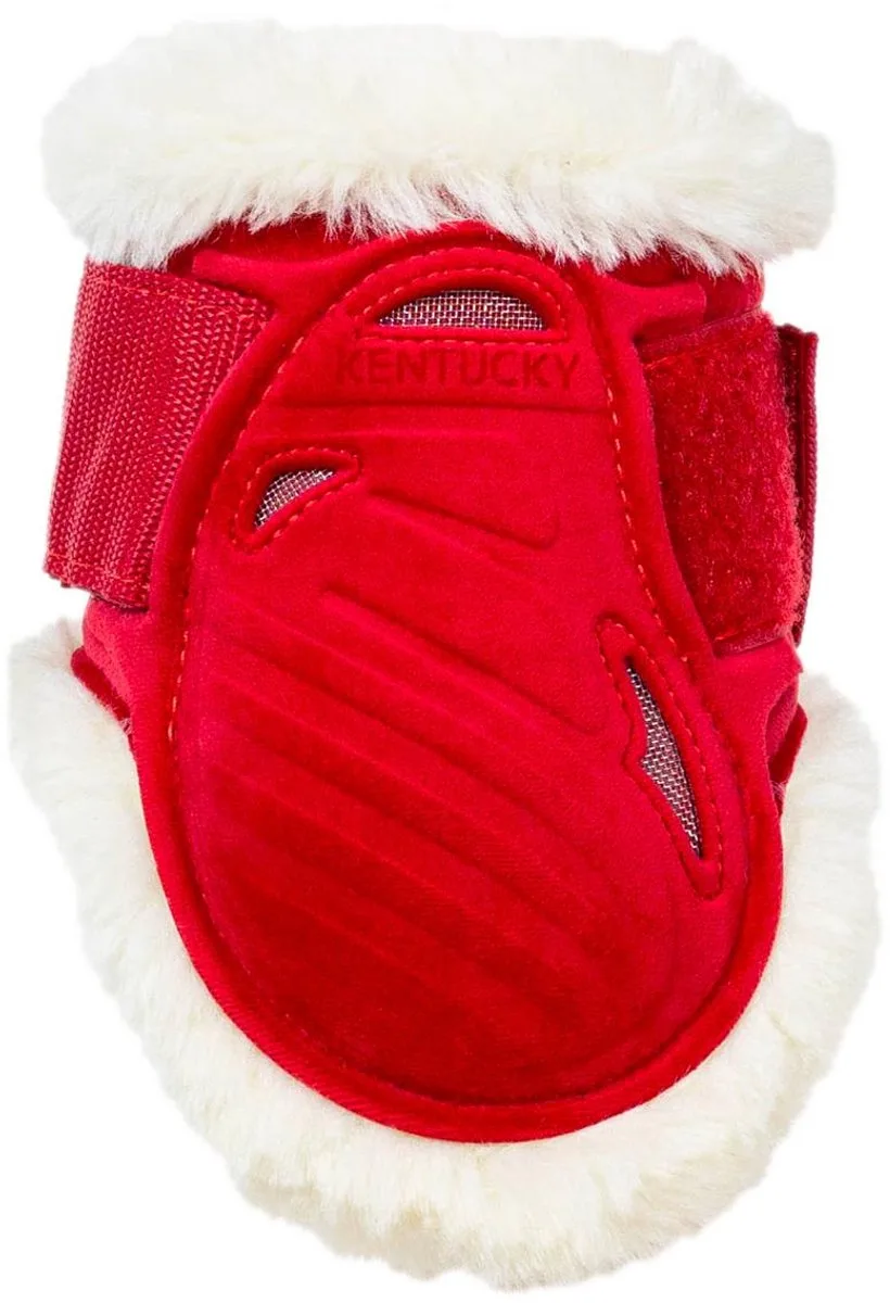 Vegan Sheepskin Kogelbeschermer young horse Velvet S van Kentucky Horsewear in Rood – productfoto