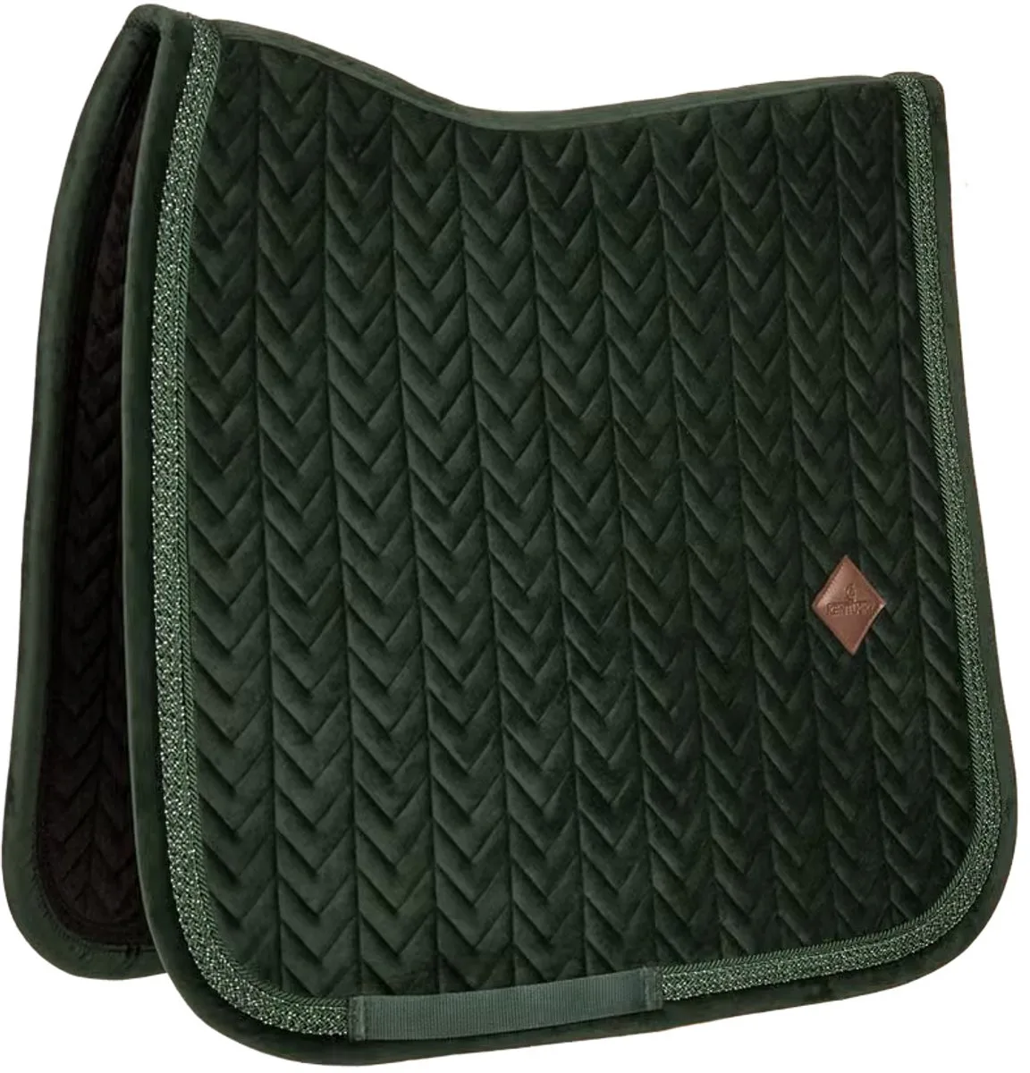Velvet Fishbone Zadeldoek met Glitter Koord Full by Kentucky Horsewear in Dark green – product photo