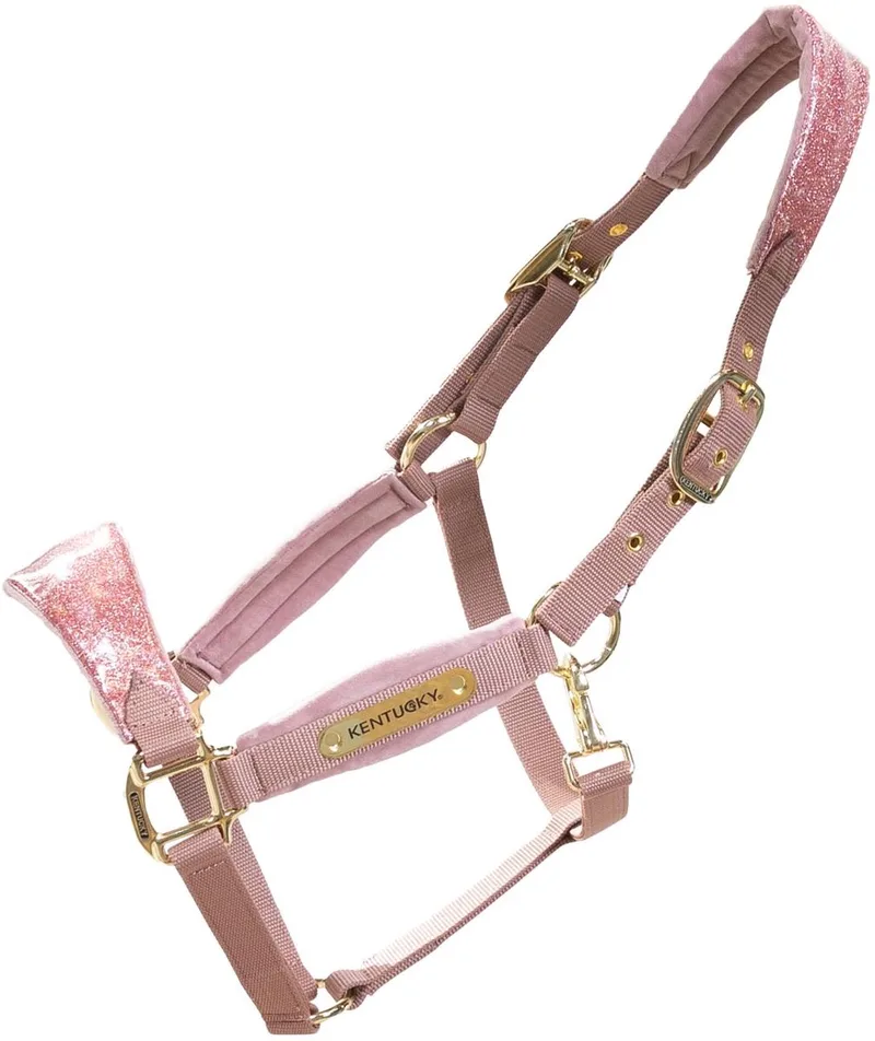 Velvet halster eenhoorn glitter oud roze pony fra Kentucky Horsewear i Oudroze – produktbillede