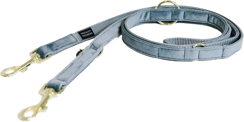 Velvet Verstelbare Hondenlijn / Hondenriem - Breedte: 2 cm - Maximale lengte: 200 cm by Kentucky Horsewear in Light blue – product photo