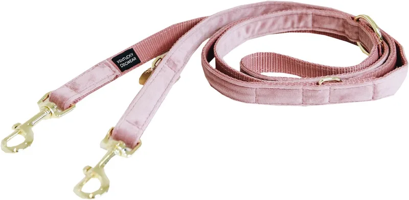 Velvet Verstelbare Hondenlijn / Hondenriem - Breedte: 2 cm - Maximale lengte: 200 cm de Kentucky Horsewear en Oud Roze – photo produit