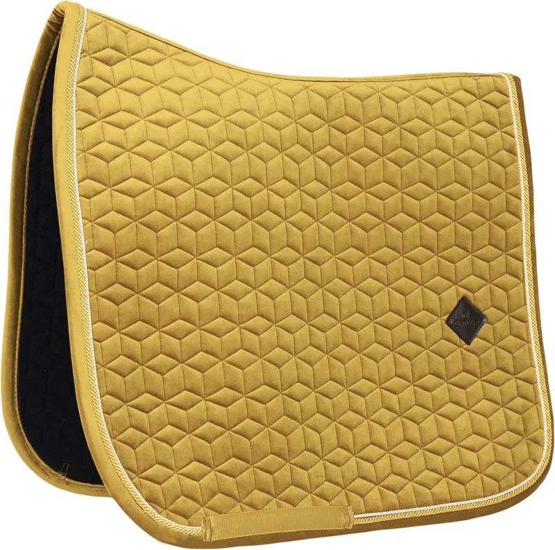 Velvet Zadeldoek - Zadeldekje - Cob by Kentucky Horsewear in Mosterd – product photo