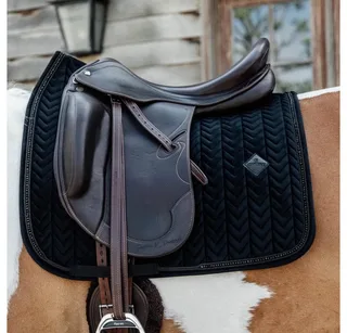 Velvet Zadeldoek - Zadeldekje - Dressuur - Pearls by Kentucky Horsewear in Black – product photo 4 of 5