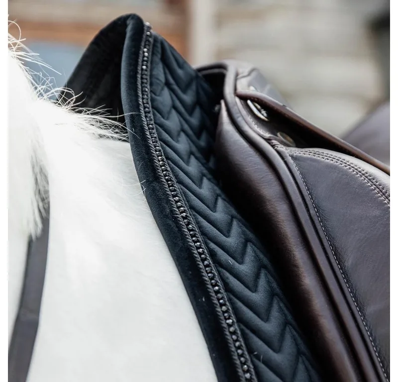 Velvet Zadeldoek - Zadeldekje - Dressuur - Pearls by Kentucky Horsewear in Black – product photo 3 of 5