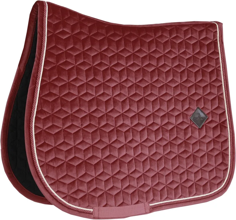 Velvet Zadeldoek - Zadeldekje - Jumping by Kentucky Horsewear in Bordeaux – product photo