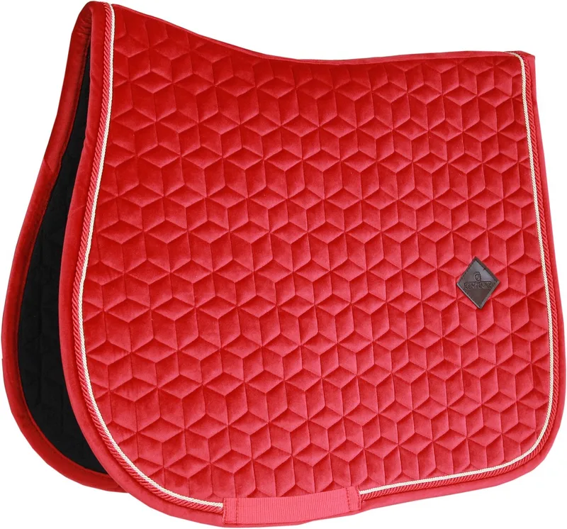 Velvet Zadeldoek - Zadeldekje - Jumping by Kentucky Horsewear in Red – product photo