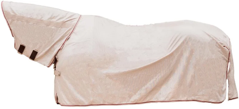 Vliegendeken comfort classic met nek-en buikbedekking beige/bordeaux 140-6'3 fra Kentucky Horsewear i Beige – produktbillede