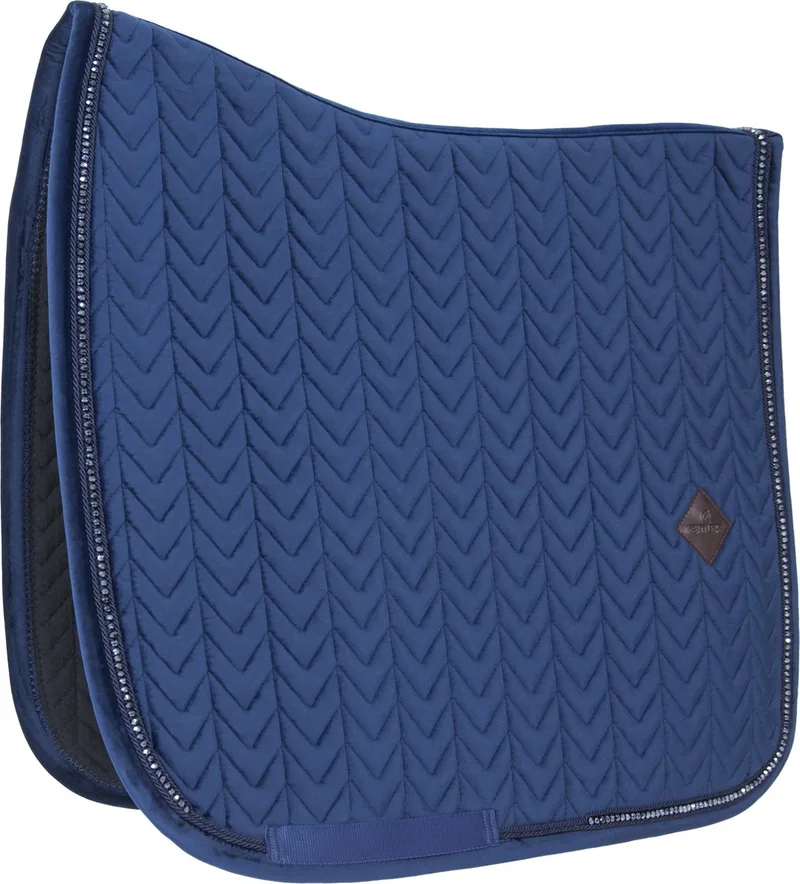 Zadeldek - Pearls Donkerblauw Velvet - Zadeldek Dressuur fra Kentucky Horsewear i Marineblauw – produktbillede