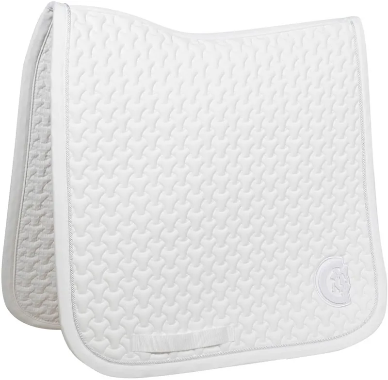 Zadeldek - Zadeldoek plaited 3D logo - Dressage by Kentucky Horsewear in White – product photo