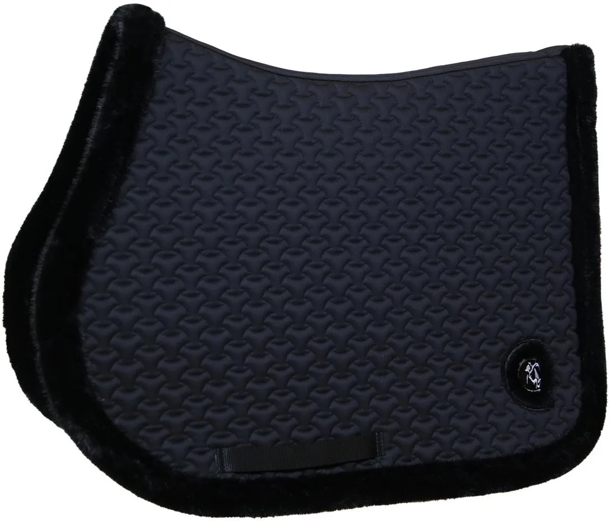Zadeldoek Fake Fur Plaited Quilt jumping von Kentucky Horsewear in Schwarz – Produktfoto
