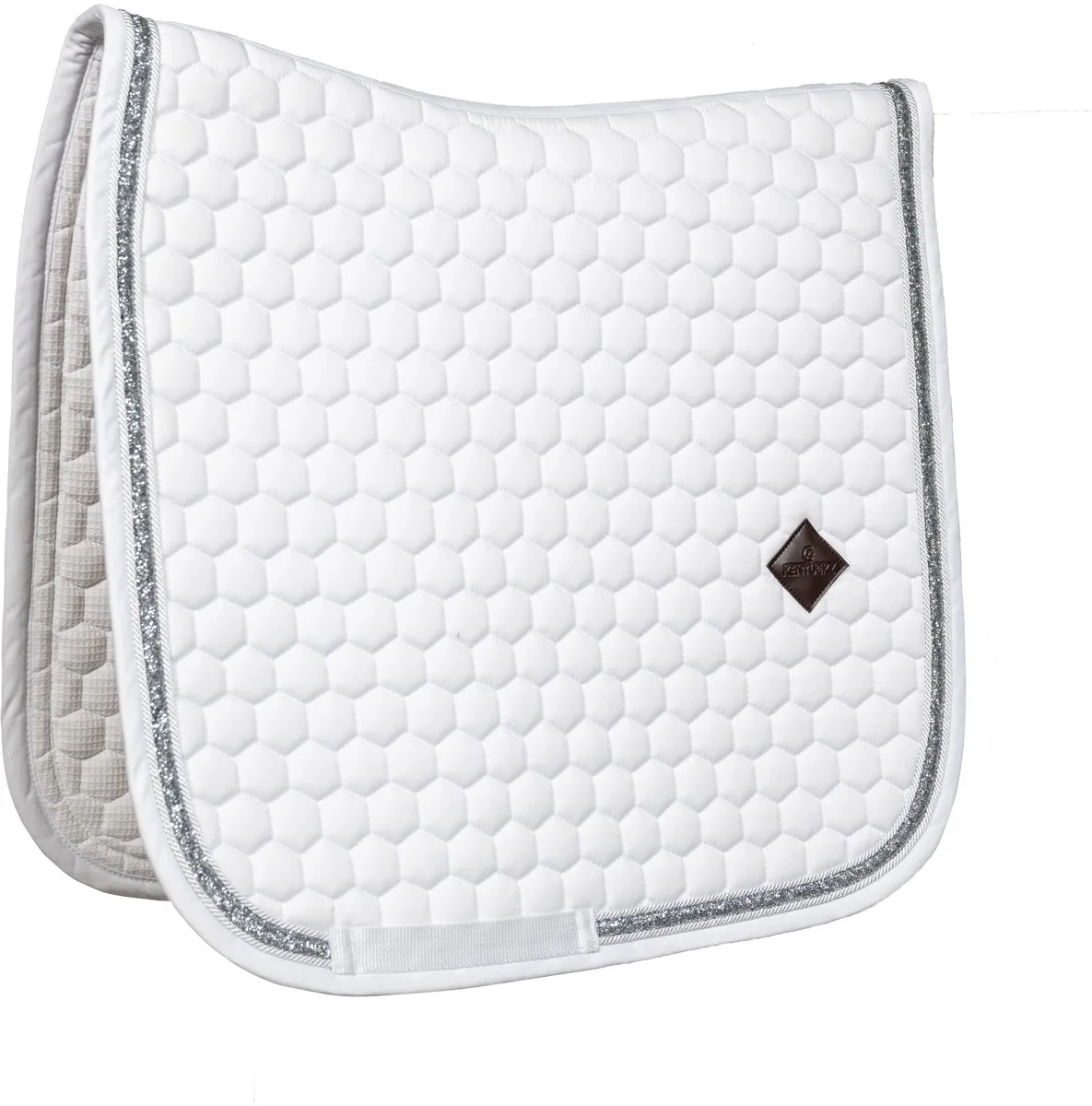 Zadeldoek glitter band dressage wit/silver fra Kentucky Horsewear i Hvid – produktbillede
