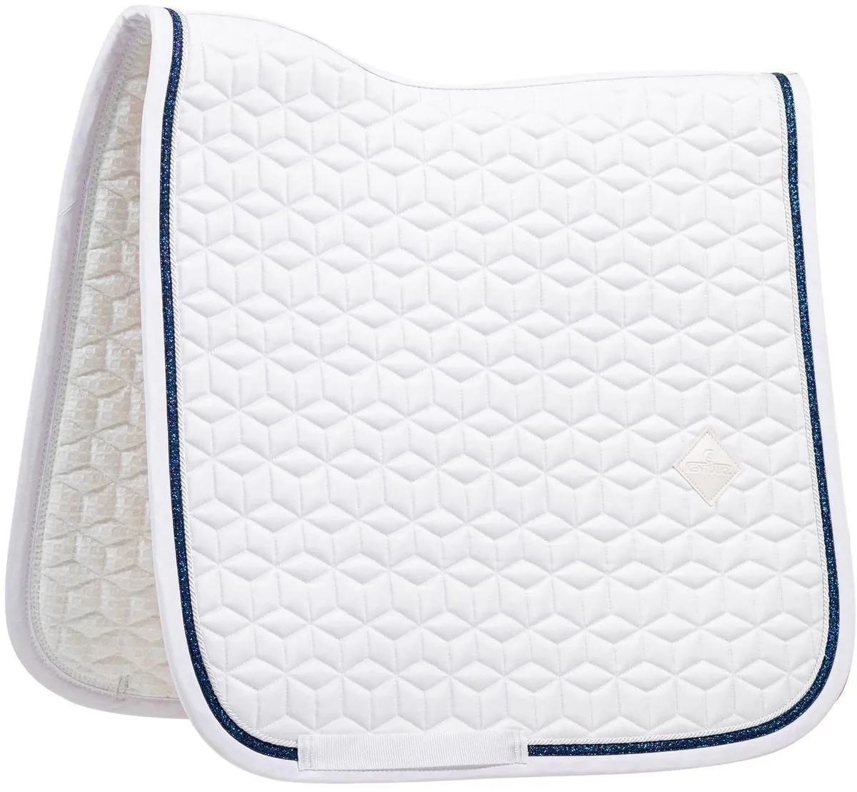 Zadeldoek glitter rope dressage wit/marine von Kentucky Horsewear in Weiß – Produktfoto
