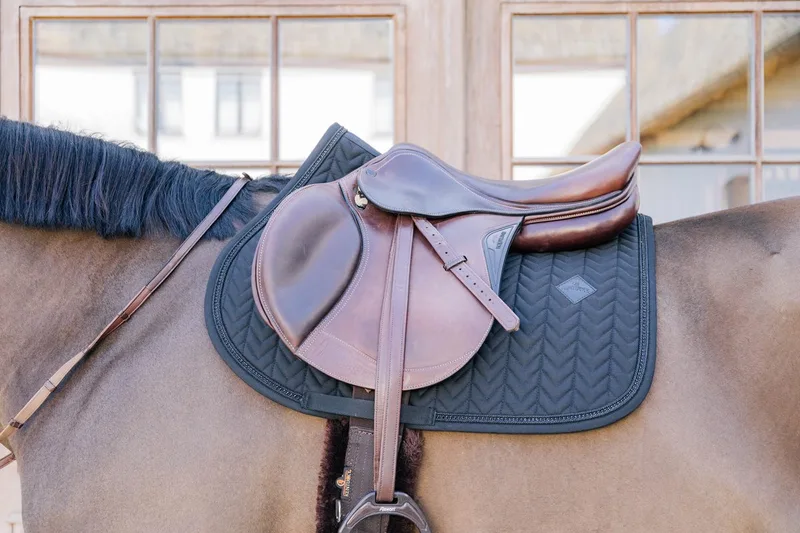 Zadeldoek - incl Metalen Ketting - Zadeldekje - Jumping by Kentucky Horsewear in Black – product photo