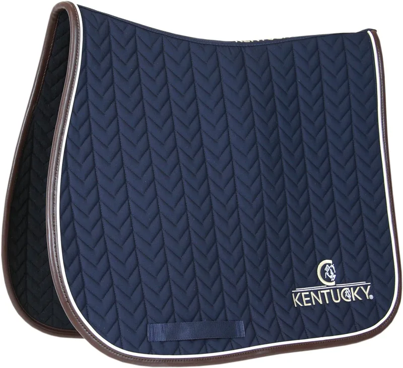 Zadeldoek - Leder Fishbone Zadeldekje - Jumping - Marine fra Kentucky Horsewear i Marineblauw – produktbillede