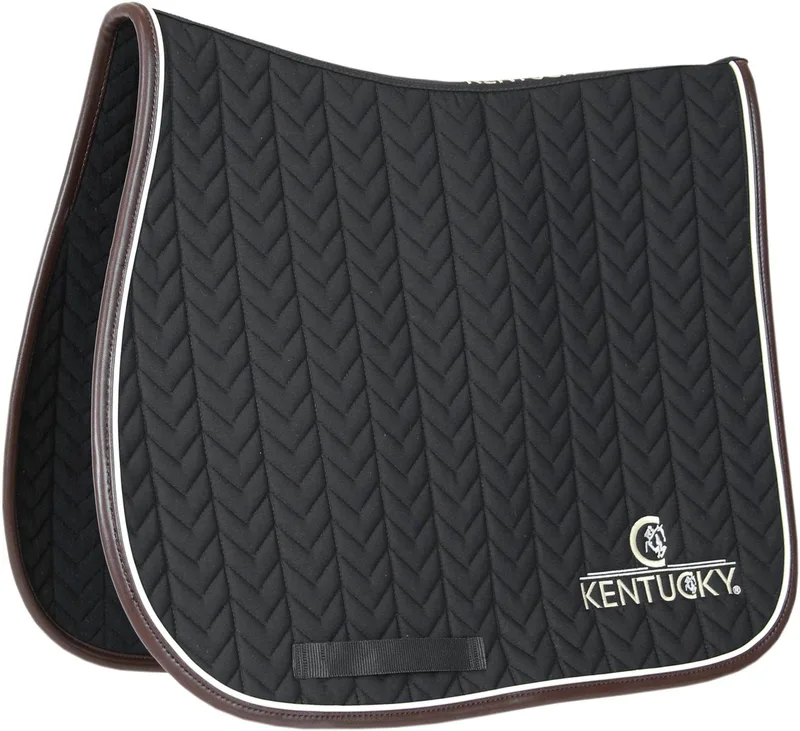 Zadeldoek - Leder Fishbone Zadeldekje - Jumping de Kentucky Horsewear en Noir – photo produit