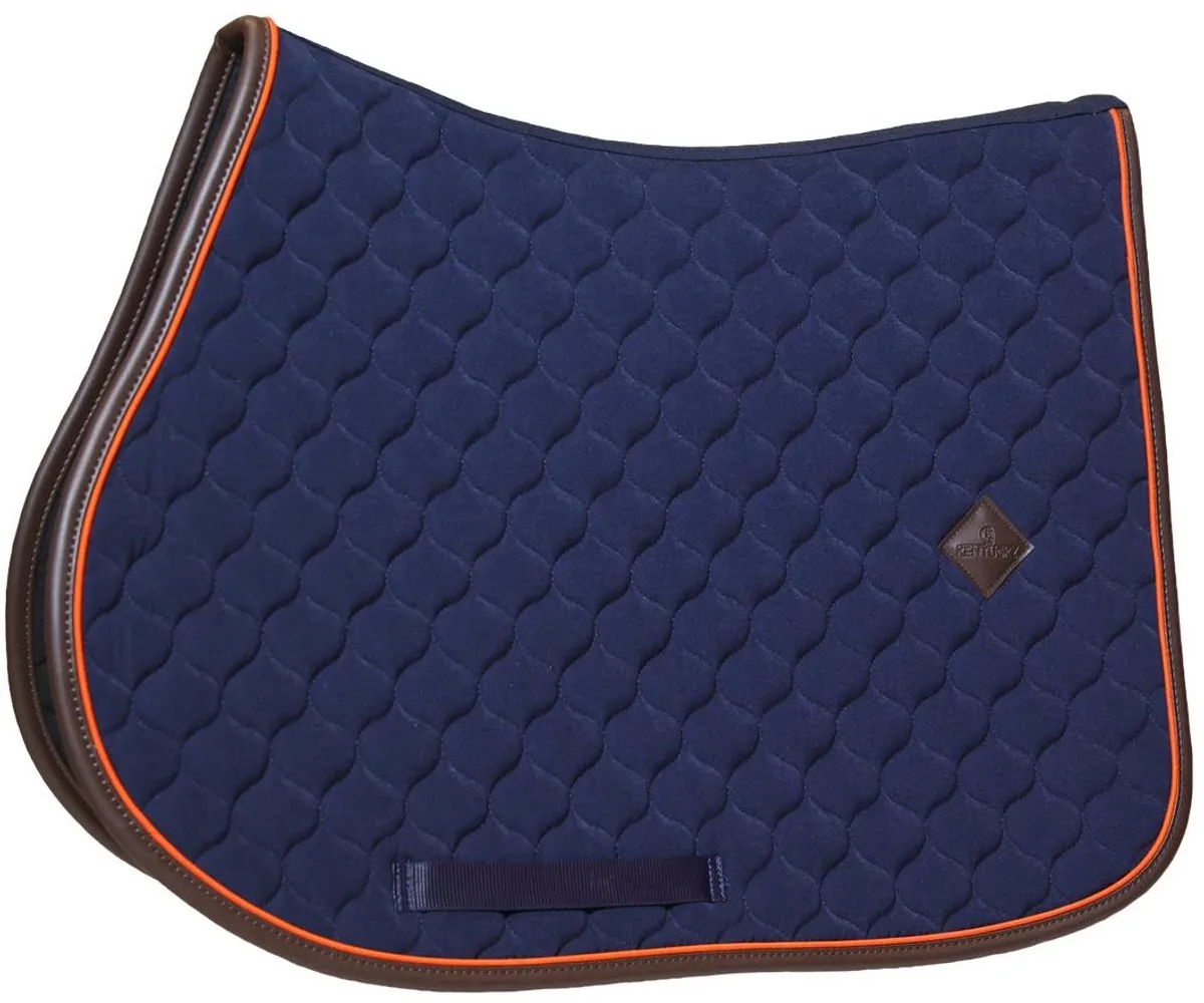 Zadeldoek onion quilt leer neon jumping marine von Kentucky Horsewear in Marineblauw – Produktfoto