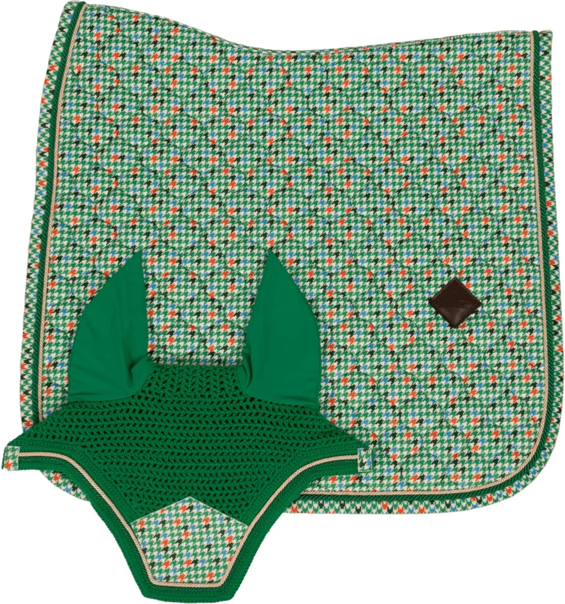 Zadeldoek velvet horse pied de poule colorfull dressuur by Kentucky Horsewear in Light green – product photo