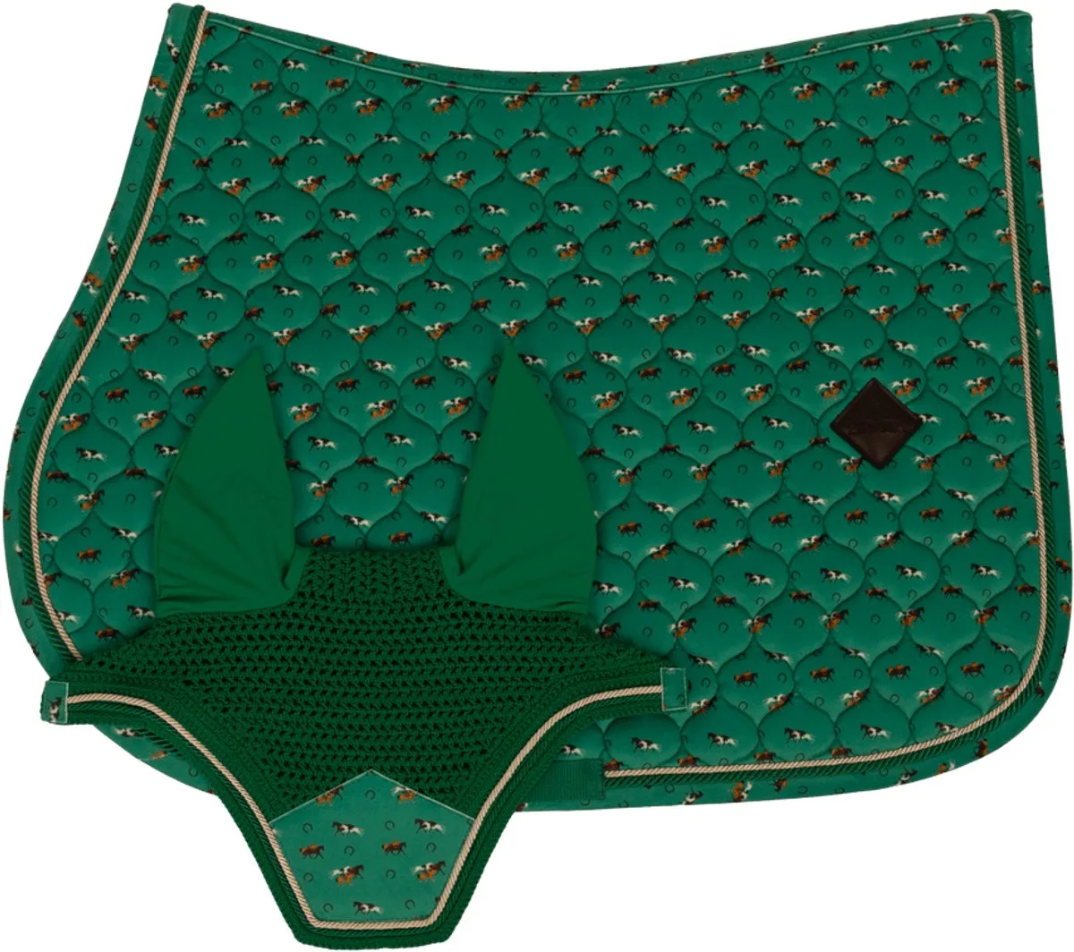 Zadeldoek velvet horse printing jumping by Kentucky Horsewear in Green – product photo