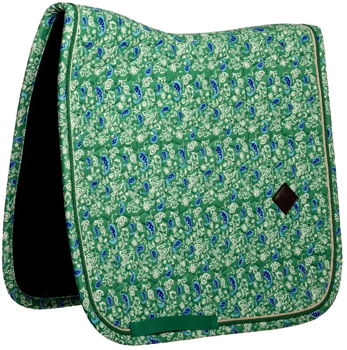 Zadeldoek velvet paisley garden printing green/navy dressuur by Kentucky Horsewear in Green, Marineblauw – product photo
