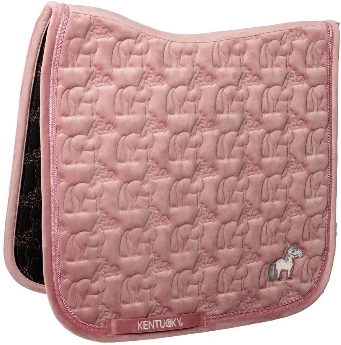 Zadeldoek velvet Sammy glitter dressuur oude roze by Kentucky Horsewear in Oudroze – product photo